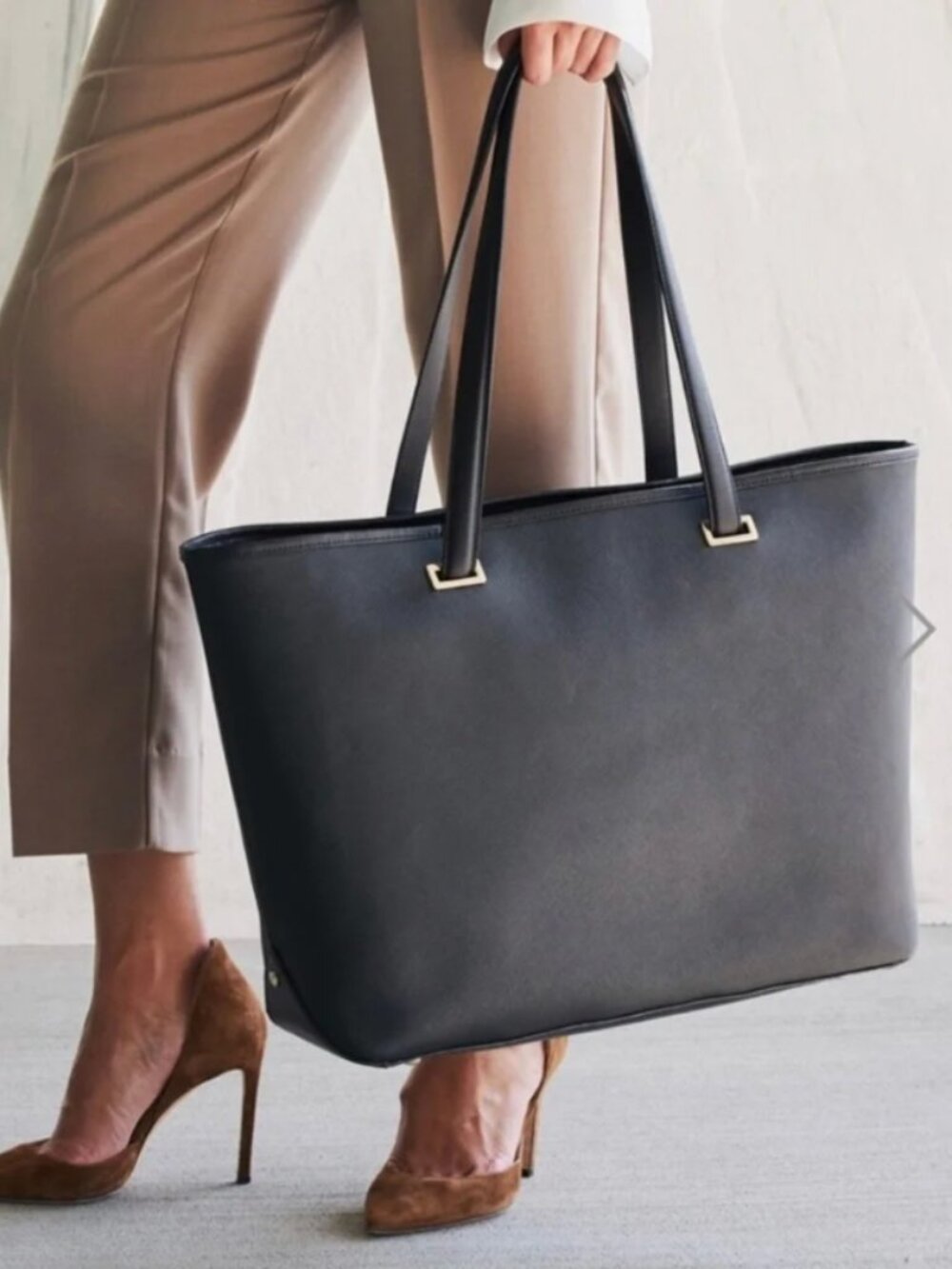 Lo & Sons The Seville Tote - Gray - 15" Saffiano Leather Travel Laptop Tote